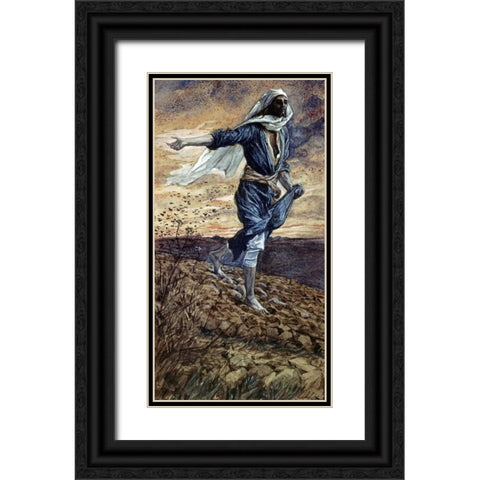 The Parable of the Sower Black Ornate Wood Framed Art Print with Double Matting by Tissot, James Jacques