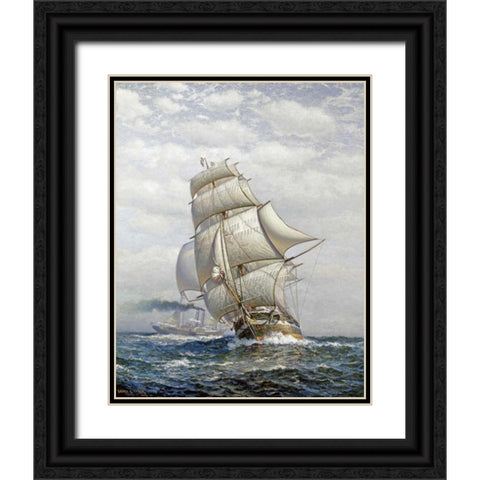 Full Sail Black Ornate Wood Framed Art Print with Double Matting by Tyler, James Gale