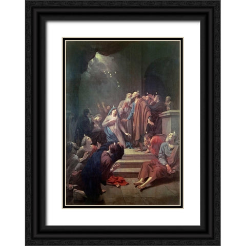 The Pentecost Black Ornate Wood Framed Art Print with Double Matting by Van der Werff, Adriaen