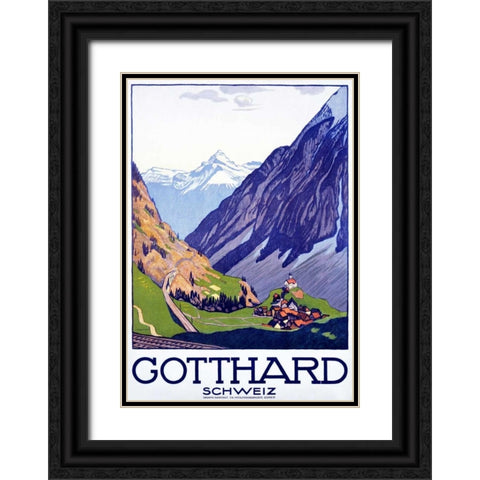 Gotthard / Schweiz Black Ornate Wood Framed Art Print with Double Matting by Cardinaux, Emil