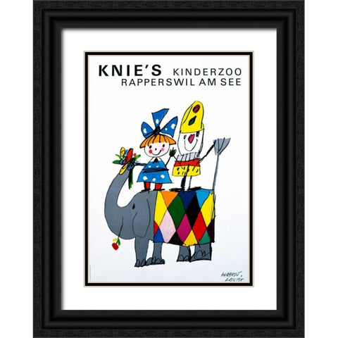 Knieâ€™s Kinderzoo Black Ornate Wood Framed Art Print with Double Matting by Leupin, Herbert