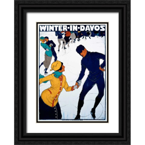 Winter in Davos Black Ornate Wood Framed Art Print with Double Matting by Mangold, Burkhard