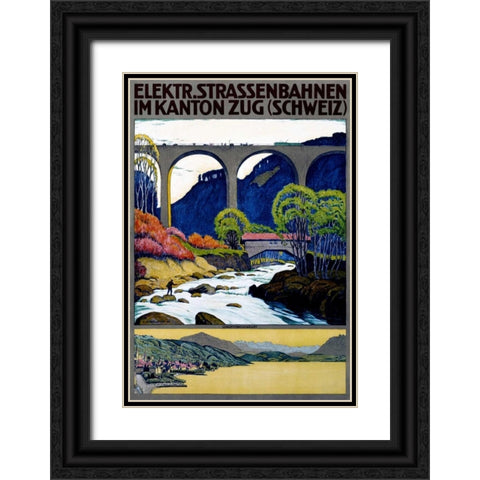 Elekktr Strassenbahnen im Kanton Zug Black Ornate Wood Framed Art Print with Double Matting by Schlatter, Ernst Emil