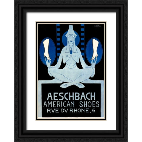 Aeschbach American Shoes Black Ornate Wood Framed Art Print with Double Matting by Schoellhorn, Hans