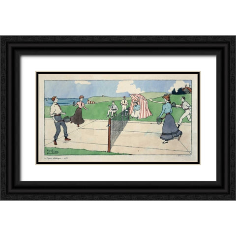 Les Sports athletiques / Tennis Black Ornate Wood Framed Art Print with Double Matting by Eliott, Harry