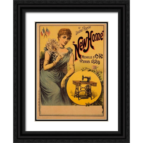 New Home Black Ornate Wood Framed Art Print with Double Matting by Unknown
