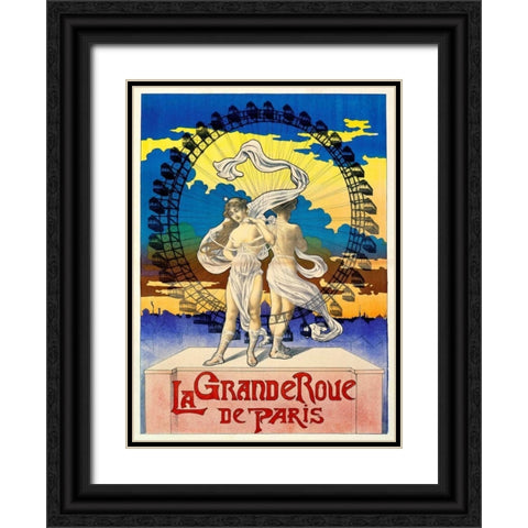 La Grande Roue de Paris Black Ornate Wood Framed Art Print with Double Matting by Unknown