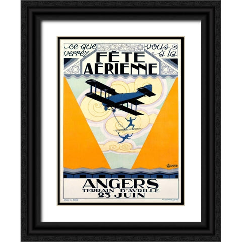 Fete Aerienne Angers Black Ornate Wood Framed Art Print with Double Matting by Armand, P.L.