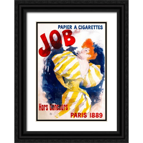 Job / Papier a Cigarettes Black Ornate Wood Framed Art Print with Double Matting by Cheret, Jules