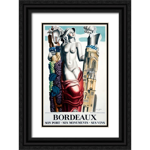 Bordeaux Black Ornate Wood Framed Art Print with Double Matting by Dupas, Jean