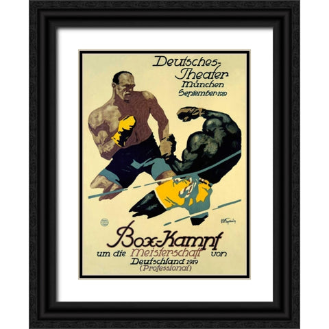 Box-Kampf Black Ornate Wood Framed Art Print with Double Matting by Engelhard, Julius Ussy