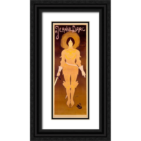 Joan dArc Black Ornate Wood Framed Art Print with Double Matting by De Feure, Georges