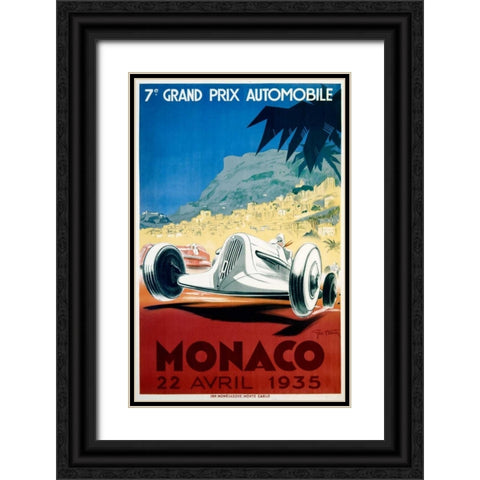 Monaco / 22 Avril 1935 Black Ornate Wood Framed Art Print with Double Matting by Ham, Geo