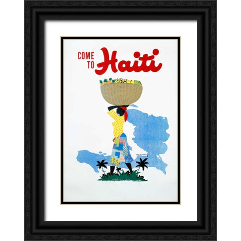 Come to Haiti Black Ornate Wood Framed Art Print with Double Matting by Lafond, E.