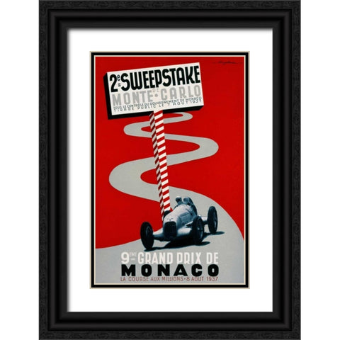 2e Sweepstake de Monte-Carlo / 9eme Grand Prix de Monaco Black Ornate Wood Framed Art Print with Double Matting by Serre, Guy