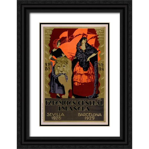 Exposicion General Epanola Black Ornate Wood Framed Art Print with Double Matting by De Castro, Francisco Hohenleiter