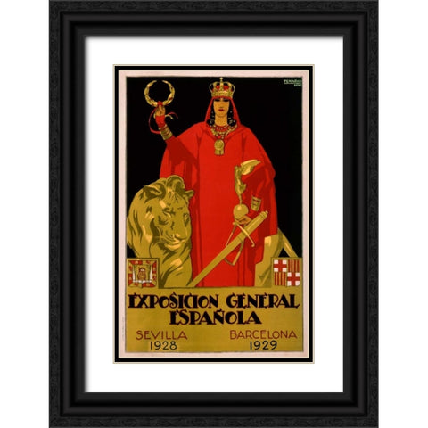 Exposicion General Epanola Black Ornate Wood Framed Art Print with Double Matting by De Castro, Francisco Hohenleiter