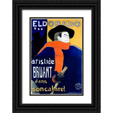 Eldorado / Aristide Bruant Black Ornate Wood Framed Art Print with Double Matting by Toulouse-Lautrec, Henri