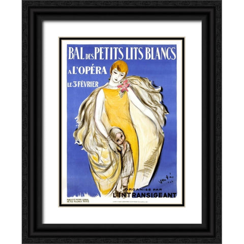 Bal des Petits Lits Blancs Black Ornate Wood Framed Art Print with Double Matting by Vertes, Marcel