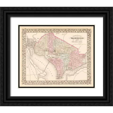 Washington, D.C., 1880 Black Ornate Wood Framed Art Print with Double Matting by Mitchell, Samuel Augustus