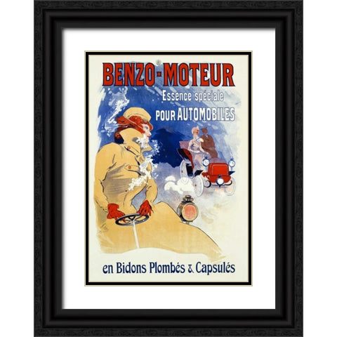 Benzo-Moteur Black Ornate Wood Framed Art Print with Double Matting by Cheret, Jules