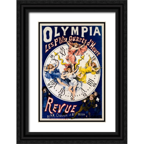 Olympia/Ptits Quarts dHeure Revue Black Ornate Wood Framed Art Print with Double Matting by Choubrac, Alfred