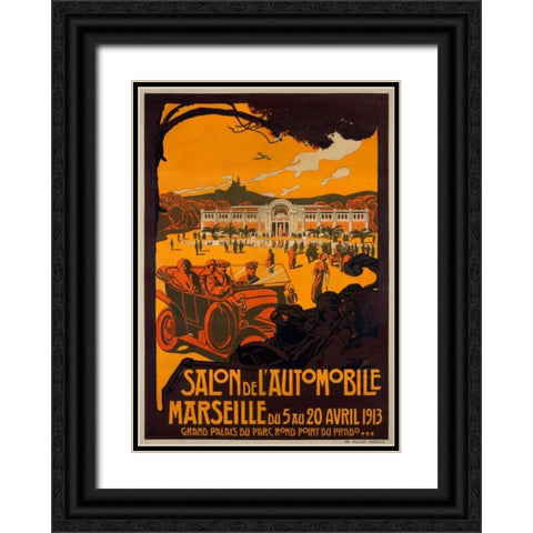 Salon de lâ€™Automobile/Marseille Black Ornate Wood Framed Art Print with Double Matting by Dellepiane, David
