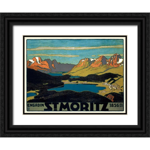 St. Moritz/Engadin Black Ornate Wood Framed Art Print with Double Matting by Burger, Wilhelm F.