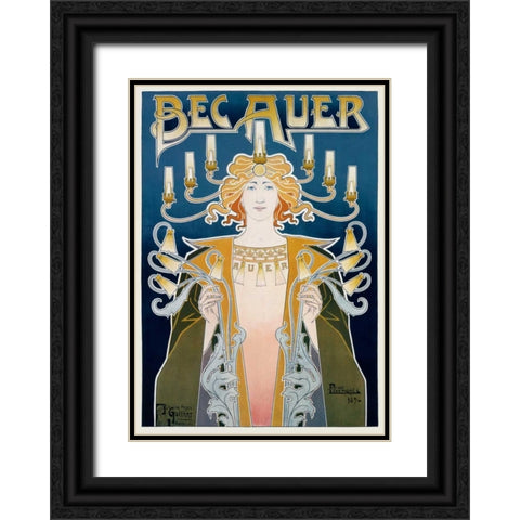 Bec Auer Black Ornate Wood Framed Art Print with Double Matting by Livemont, Privat