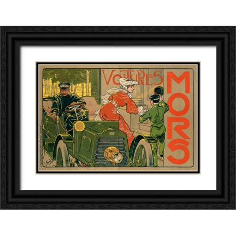 Voitures Mors Black Ornate Wood Framed Art Print with Double Matting by Gaudy, Georges