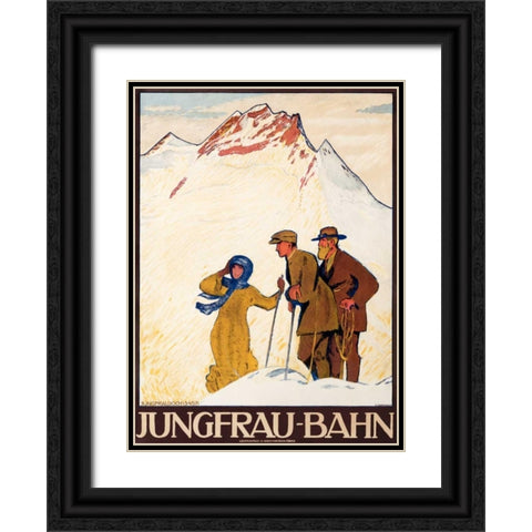 Jungfrau-Bahn Black Ornate Wood Framed Art Print with Double Matting by Cardinaux, Emil
