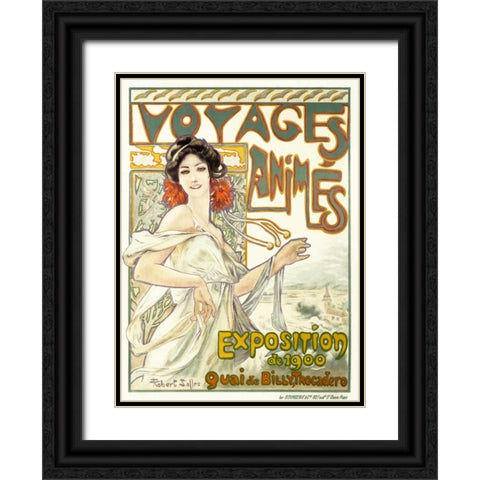 Voyages Animes Black Ornate Wood Framed Art Print with Double Matting by Salles, Robert