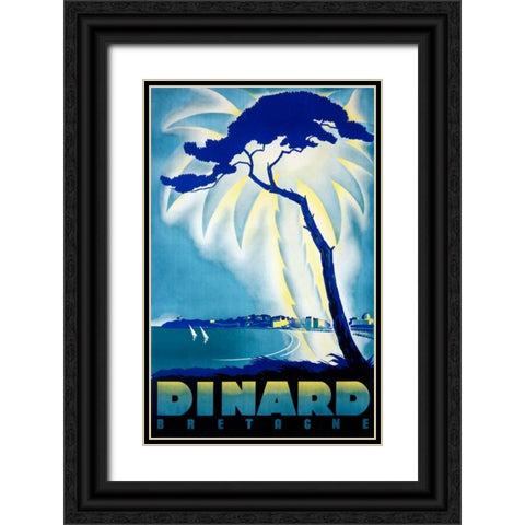 Dinard/Bretagne Black Ornate Wood Framed Art Print with Double Matting by Rollier, Eugene