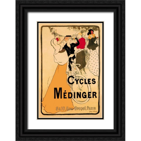 Cycles Medinger, 1897 Black Ornate Wood Framed Art Print with Double Matting by Bottini, Georges-Alfred