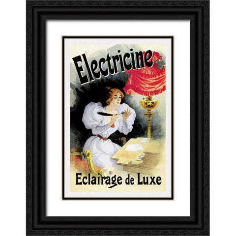 Electricine - Eclairage de Luxe Black Ornate Wood Framed Art Print with Double Matting by Cheret, Jules