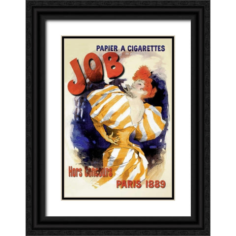 Job, 1889 Black Ornate Wood Framed Art Print with Double Matting by Cheret, Jules