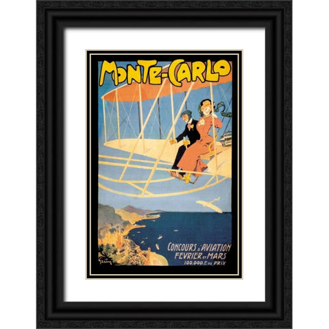 Monte Carlo Concours d Aviation, 1910 Black Ornate Wood Framed Art Print with Double Matting by Grun, Jules Alexandre