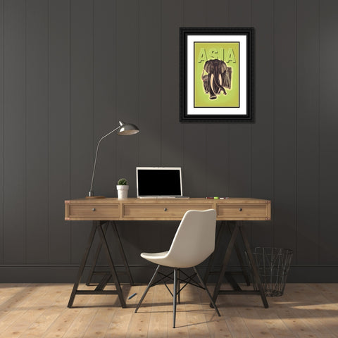 Indian Elephants, 1934 Black Ornate Wood Framed Art Print with Double Matting by Harrer, Robert