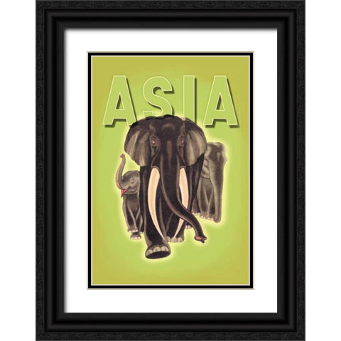 Indian Elephants, 1934 Black Ornate Wood Framed Art Print with Double Matting by Harrer, Robert