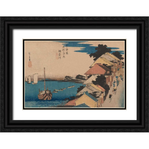 Kanagawa, 1836 Black Ornate Wood Framed Art Print with Double Matting by Hiroshige, Ando