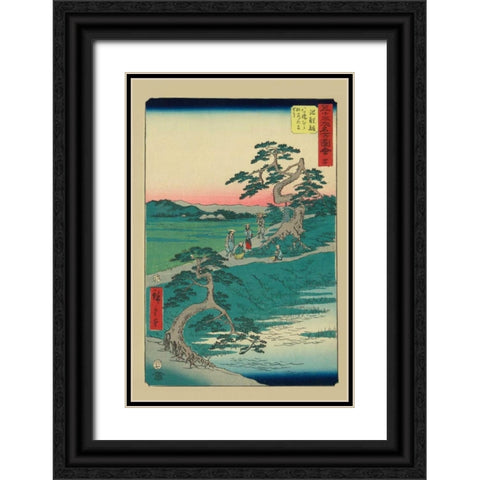 Chiryu, 1855 Black Ornate Wood Framed Art Print with Double Matting by Hiroshige, Ando