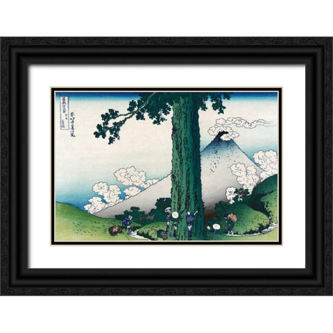 Mishima Pass in Kai Province, 1830 Black Ornate Wood Framed Art Print with Double Matting by Hokusai