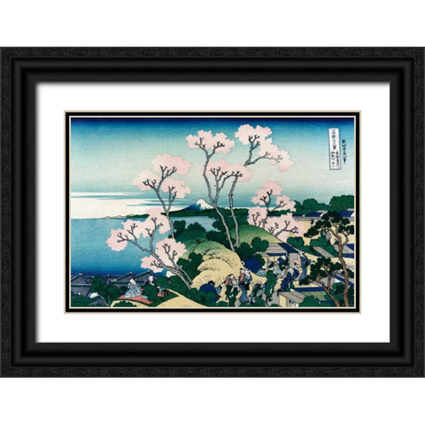 Goten-yama-hill. Shinagawa on the Tokaido Road, 1830 Black Ornate Wood Framed Art Print with Double Matting by Hokusai