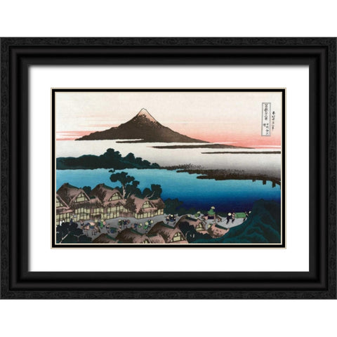 Dawn at Isawa in Kai Province, 1830 Black Ornate Wood Framed Art Print with Double Matting by Hokusai