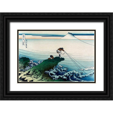 Kajikazawa in Kai Province, 1830 Black Ornate Wood Framed Art Print with Double Matting by Hokusai