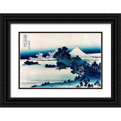 Schichiri Beach in Sagami Province, 1830 Black Ornate Wood Framed Art Print with Double Matting by Hokusai
