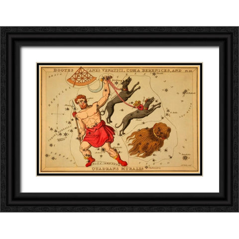 Bootes Canes Venatici, Coma Berenices, and Quadrans Muralis, 1825 Black Ornate Wood Framed Art Print with Double Matting by Aspin, Jehoshaphat
