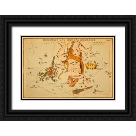 Hercules and Corona Borealis, 1825 Black Ornate Wood Framed Art Print with Double Matting by Aspin, Jehoshaphat