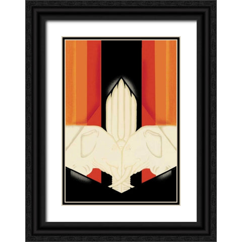 The Ivory Elephants, 1927 Black Ornate Wood Framed Art Print with Double Matting by McIntosh, Frank