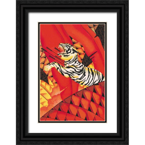 Tiger!, 1928 Black Ornate Wood Framed Art Print with Double Matting by McIntosh, Frank